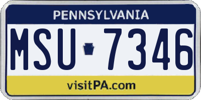 PA license plate MSU7346