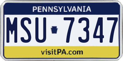 PA license plate MSU7347
