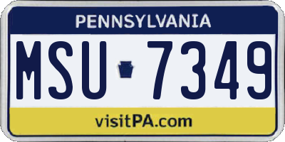 PA license plate MSU7349