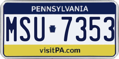 PA license plate MSU7353