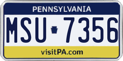 PA license plate MSU7356