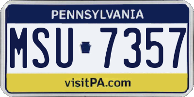 PA license plate MSU7357