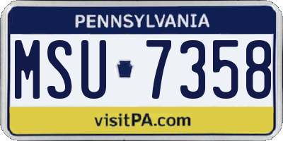 PA license plate MSU7358
