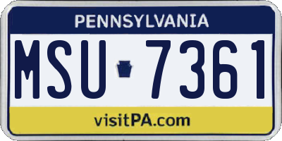 PA license plate MSU7361