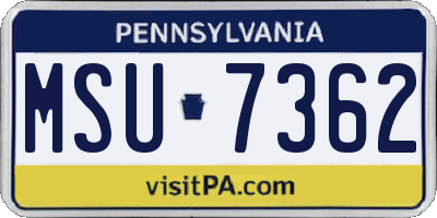 PA license plate MSU7362