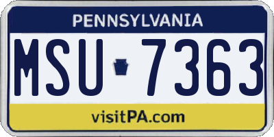 PA license plate MSU7363