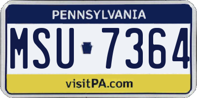 PA license plate MSU7364