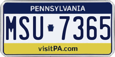 PA license plate MSU7365