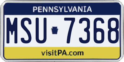 PA license plate MSU7368