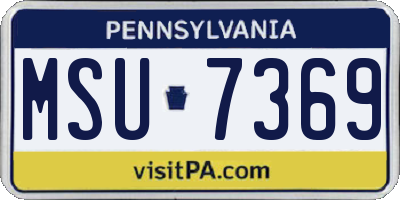 PA license plate MSU7369