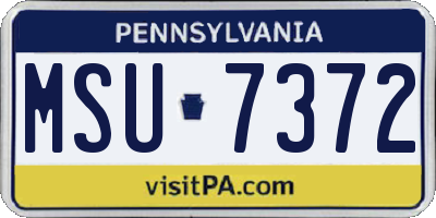 PA license plate MSU7372