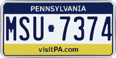 PA license plate MSU7374
