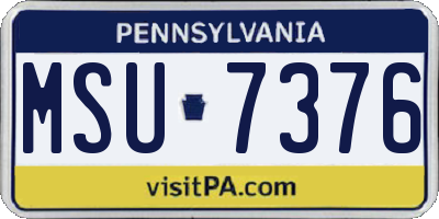 PA license plate MSU7376
