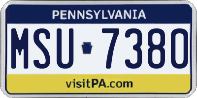 PA license plate MSU7380