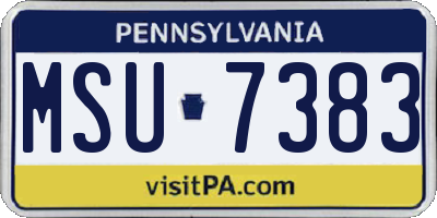 PA license plate MSU7383
