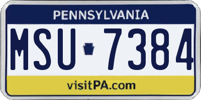 PA license plate MSU7384
