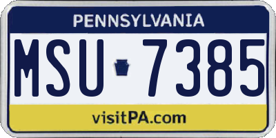 PA license plate MSU7385