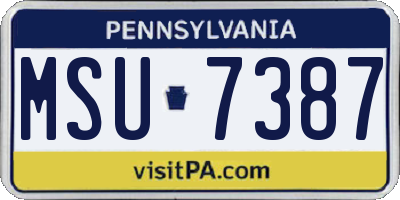 PA license plate MSU7387