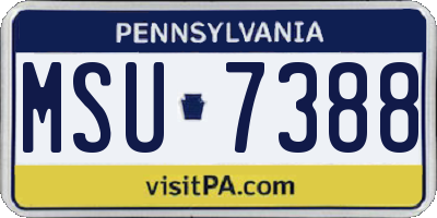 PA license plate MSU7388