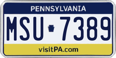 PA license plate MSU7389