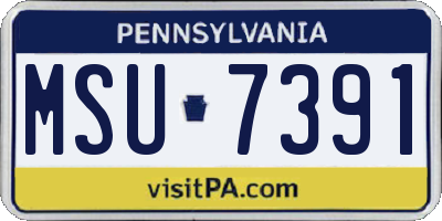 PA license plate MSU7391
