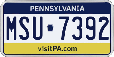 PA license plate MSU7392