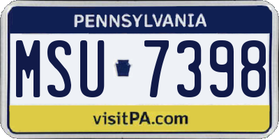 PA license plate MSU7398