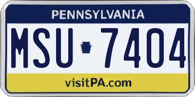 PA license plate MSU7404
