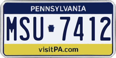 PA license plate MSU7412