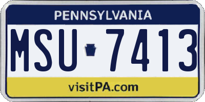 PA license plate MSU7413