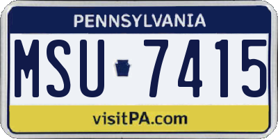 PA license plate MSU7415