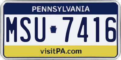 PA license plate MSU7416