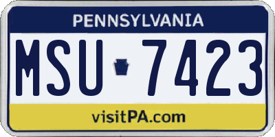 PA license plate MSU7423