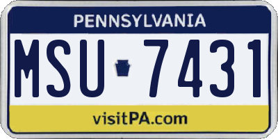 PA license plate MSU7431