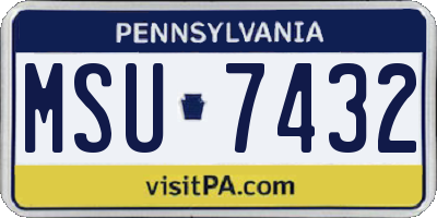 PA license plate MSU7432