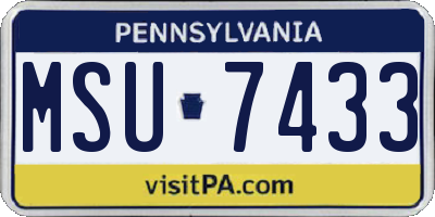 PA license plate MSU7433