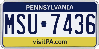 PA license plate MSU7436