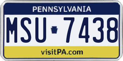 PA license plate MSU7438