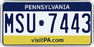 PA license plate MSU7443