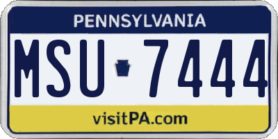 PA license plate MSU7444