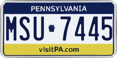 PA license plate MSU7445