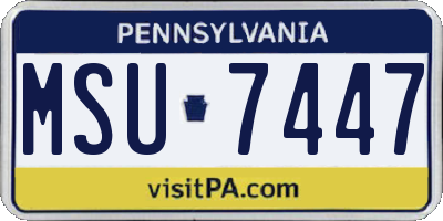PA license plate MSU7447