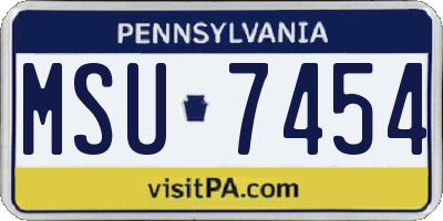 PA license plate MSU7454