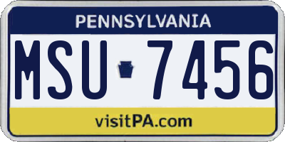 PA license plate MSU7456