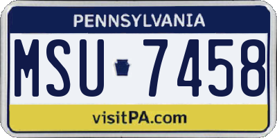 PA license plate MSU7458