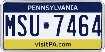 PA license plate MSU7464