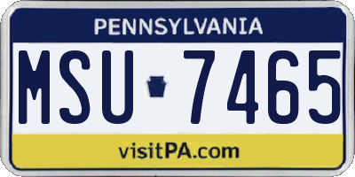 PA license plate MSU7465