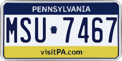 PA license plate MSU7467