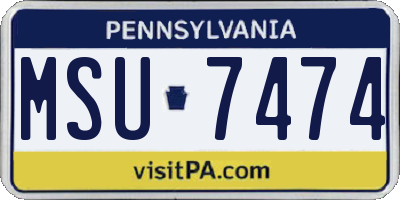 PA license plate MSU7474