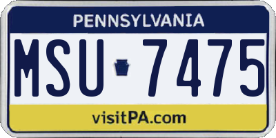 PA license plate MSU7475